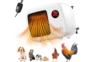 LUPAPA Thermostatic Pet House Heater with Anti-Chew Wires, Wall-Mounted 300W/600W Adjustable Heater, 2 Speed Modes for Dogs, 