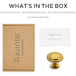 Ravinte 50 Pack 1-1/4 Inch Kitchen Cabinet Knobs
