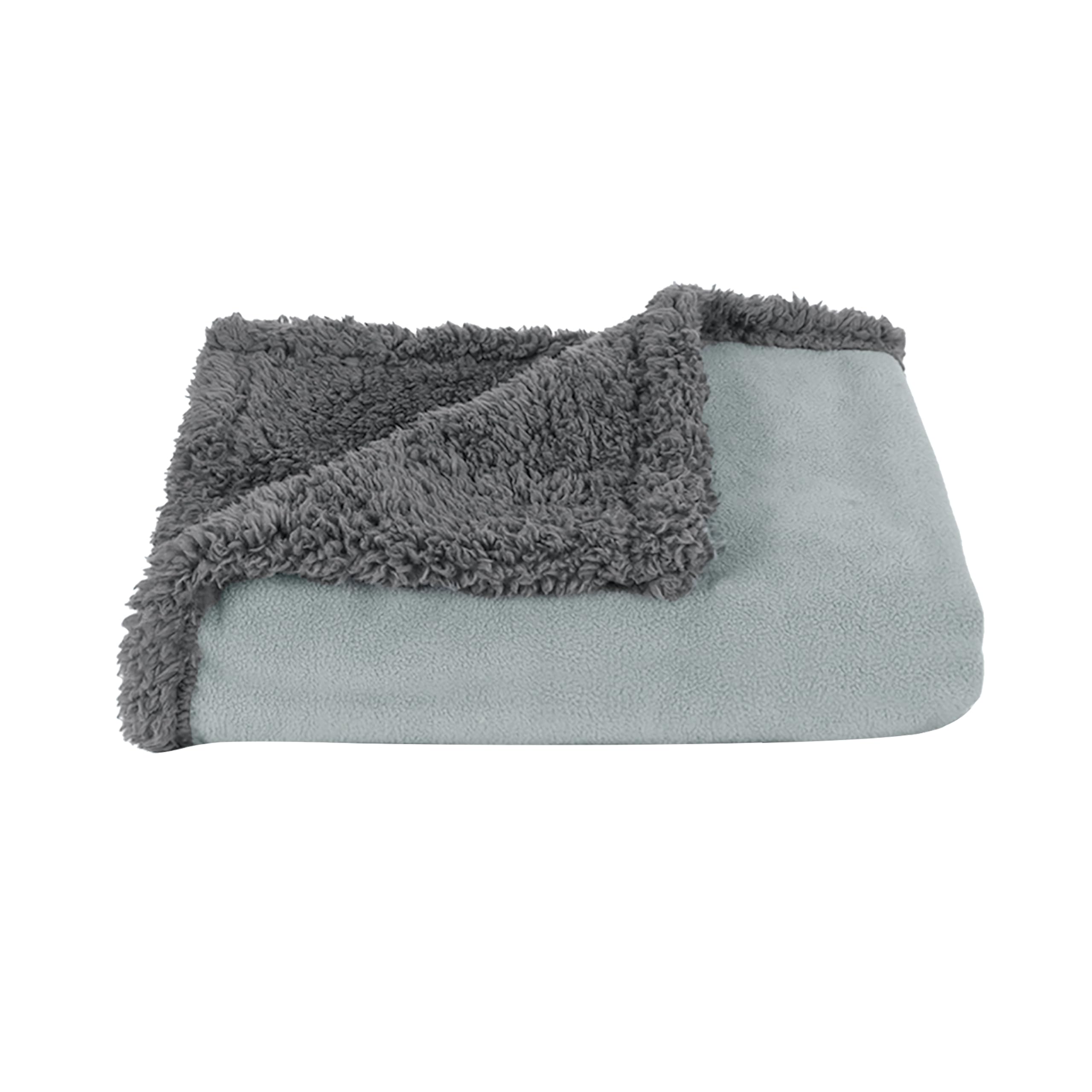 Pawsee Waterproof Dog Blanket Washable, Sherpa Fleece Pet Blanket for Puppies Cats Dogs, Reversible Waterproof Protector Cover for Dog Sofa Bed, 125 x 75 cm, Grey