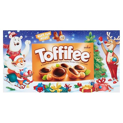 Toffifee Christmas Chewy Nougat Caramel Cups With Hazelnut & Smooth Chocolate Treats, Festive Sweet Delight for the Holidays, 45 Cups, 375 g (Pack of 1)