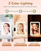 FUNTOUCH Rechargeable Travel Makeup Mirror with Lights 10X Magnifier 80 LEDs view 5
