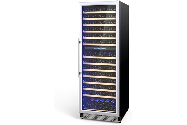 GarveeHome Dual Zone Freestanding Wine Fridge 24 in - 154 Bottle Capacity, Built-In Wine Cooler Refrigerator With Safety Child Lock for Red, White, Champagne, or Sparkling Wine - Stainless Steel