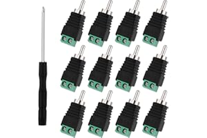 Ezymivs 12Pack RCA to Speaker Wire Adapter, Speaker Wire to RCA Adapter, AV Screw Terminal Connector, Audio/Video Speakers Connectors Solderless Adapters (Package Includes Screwdriver)