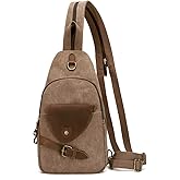 KL928 Canvas Sling Bag Crossbody Backpack Shoulder Casual Rucksack for Men Women,Brown