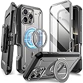 SUPCASE for iPhone 16 Pro Max Case with Stand (UBPro Mag), [Support MagSafe] [Built-in Screen Protector & Belt Clip] [Military-Grade Protection] Magnetic Phone Case for iPhone 16 Pro Max 6.9'', TiGray