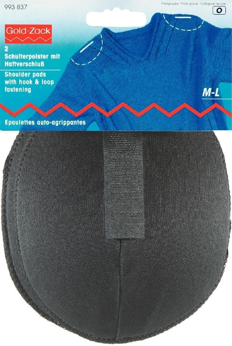 Prym Medium/Large 2-Piece Raglan Shoulder Pads with Hook and Loop Fastening, Black