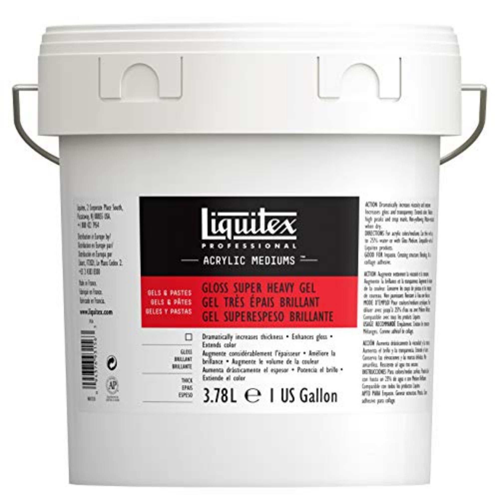 Liquitex Professional Matte Gel Medium Size M Glossy, Super-Thick, 3.78 Litre