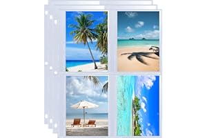 ZOFLY 30 Pack 3.5x5 Photo Album Refill Pages for 3 Ring Binder,Ultra-Clear Photo Sleeves Holding 240 Pictures, Double-Sided 4 Pocket Photo Pages,Top Loading Photo Sheet Protector