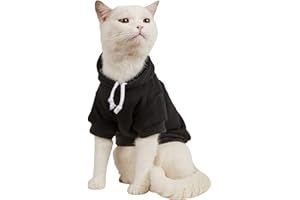 QWINEE Basic Dog Hoodie, Dog Warm Jacket, Cat Apparel, Dog Shirt, Dog Clothes for Puppy Kitten Small Medium Dogs Cats Black M, (QWN02-210312152-M)