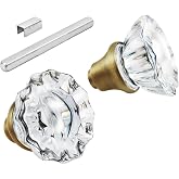 Crystal Glass Door Knobs Interior with Spindle, Antique Brass, 1 Pack | Vintage Door Knobs for Replacement Broken Antique Mortise Lock, Old Style Interior Door