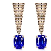 S925 Sterling Silver posts Sapphire Blue Red Crystal Earrings for Women Vintage Rhinestone Dangle Drop Earrings Cubic Zirconia 14K Gold Plated Earrings Fashion Jewelry for women