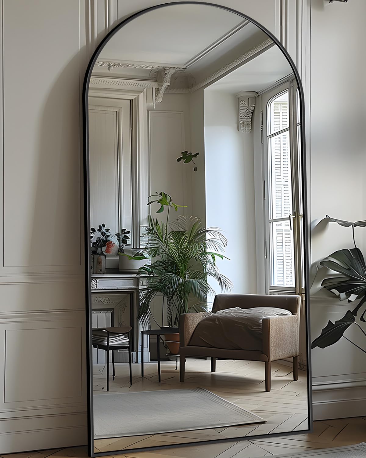Photo 1 of (see all images) Antok Full Length Mirror, 71"x28" Floor Mirror with Stand, Hanging Mounted Mirrors for Bedroom, Living Room, Cloakroom, Dining Room, Black, Arched