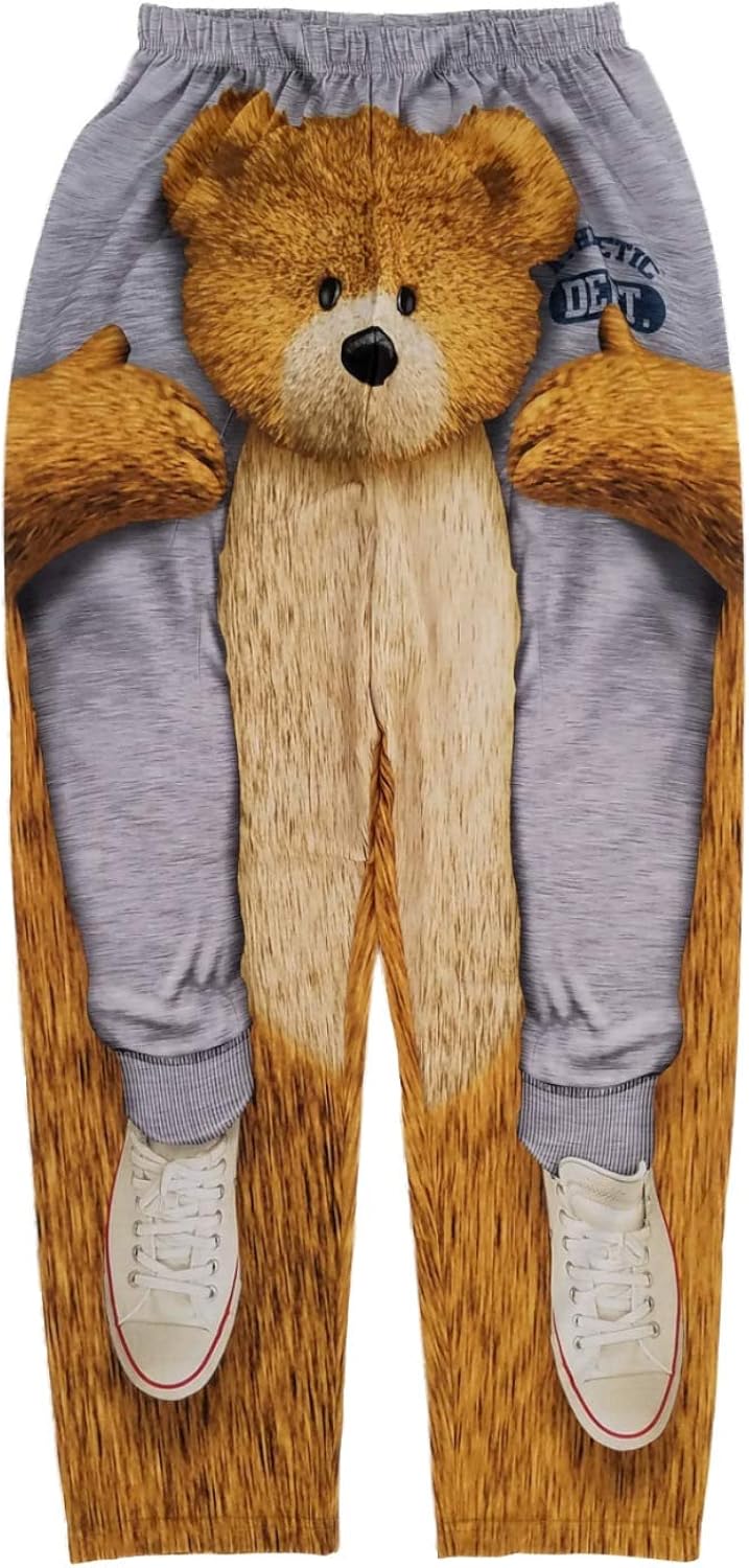 Mens Gray Teddy Bear Ride Lounge Pants 