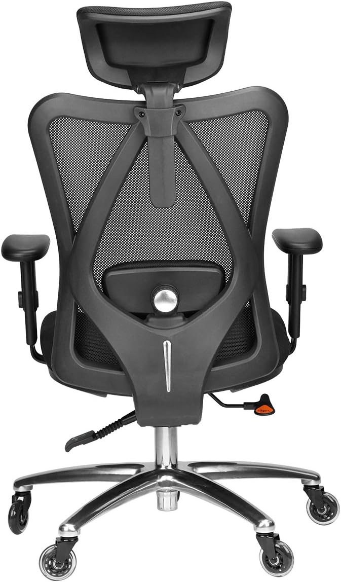 Duramont Ergonomic Adjustable Office Chair with Lumbar Support and Rollerblade Wheels - High Back with Breathable Mesh - Thick Seat Cushion - Adjustable Head & Arm Rests, Seat Height - Reclines: Office Products