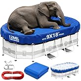 9x18FT Oval Winter Pool Cover Heavy Duty Pool Covers for Above Ground Pool | Durable Polyethylene Material,Cold-Resistant,Tear-resistant,Waterproof,UV Protection,Windproof with Winch and Cable Kit,Blue