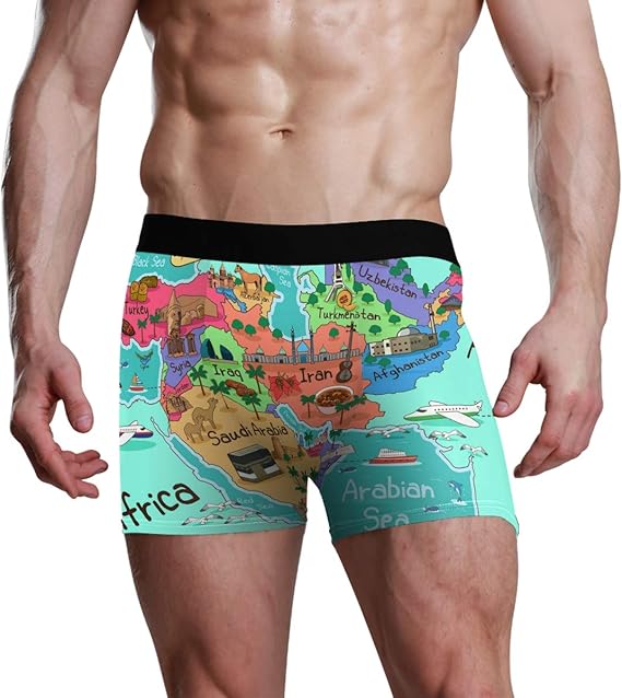 Middle East Countries Map S M L XL Men's Underwear Boxers Briefs Soft