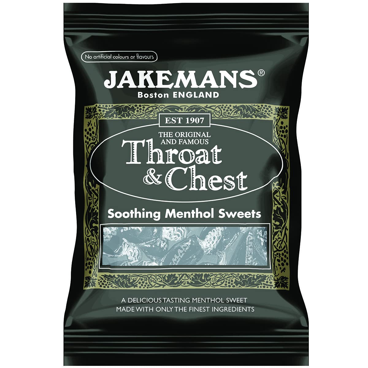 Jakemans Throat and Chest Flavour 100g Bags - Pack of 10 - Soothing menthol sweets - Suitable for vegetarians