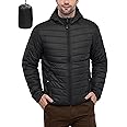33,000ft Men's Lightweight Packable Insulated Puffer Winter Jacket with Hood, Water-Resistant Down Alternative Puffy Coat