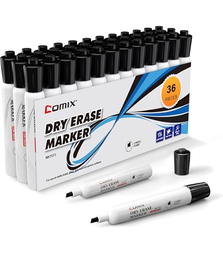Comix Fine Tip Dry Erase Markers - 36 Black, Low Odor, For Whiteboards & Office Supplies - View #4