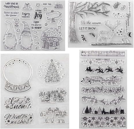Merry Christmas Stamp，Xmas Clear Stamps, Transparent Silicone Stamps