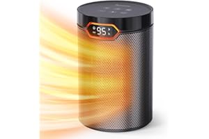 BREEZOME Space Heater, Portable Electric Heaters for Indoor Use with Thermostat & 24H Timer, 1500W PTC Ceramic Quiet Fast Heating Desk Heater, Safety Room Heaters for Home Bedroom Office
