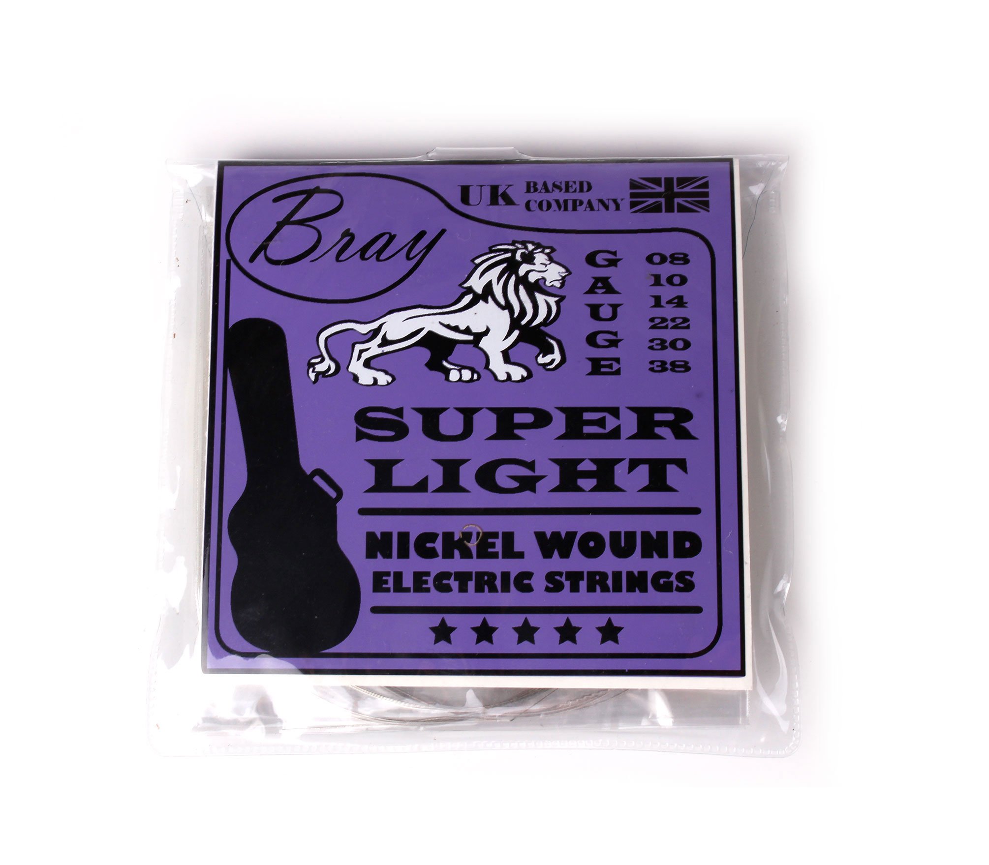 Bray Super Light Nickel Wound Electric Guitar Strings (08 - 38) Perfect For Fender, Gibson, Ibanez, Yamaha & Squier Electric Guitars - Includes Vinyl Sticker