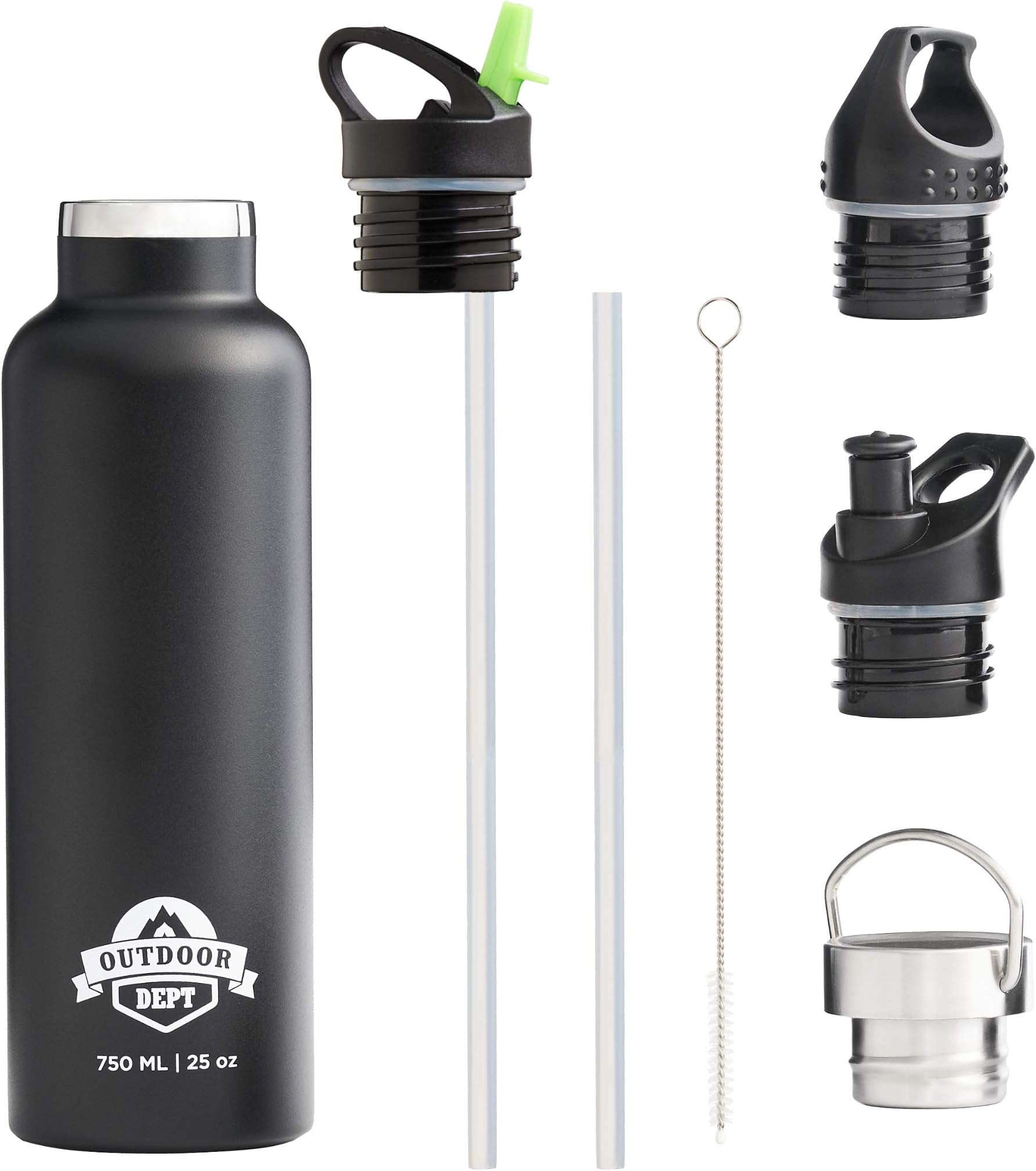 Vacuum Insulated Double Walled Drinking Bottle, Water Bottle 750 mililiter Leakproof 4 Caps for Sports, Fitness, Outdoor, Work,Children or School/Thermoflask/no BPA