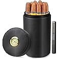 Scotte Cigar humidor case/jar,Leather Cedar Wood Cigar Canister Portable for 12-16 Cigar (Black)