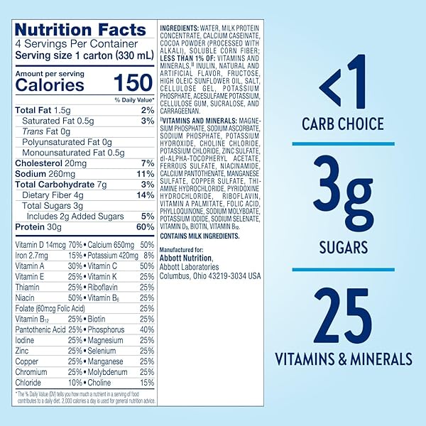 GLUCERNA PROTEIN SMART SHAKE, DIABETIC DRINK TO SUPPORT BLOOD SUGAR MANAGEMENT, 30G PROTEIN, 150 CALORIES, CHOCOLATE, 11-FL-OZ BOTTLE, 4 COUNT