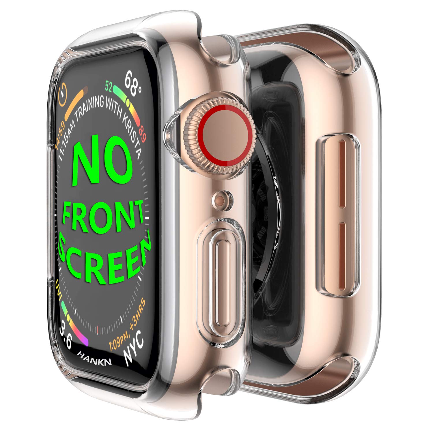 HANKN Clear Case for Apple Watch Series 6 5 4 / SE 40mm, Soft TPU Bumper Shockproof Iwatch Cover [No Front Screen Protector](40mm, Clear)