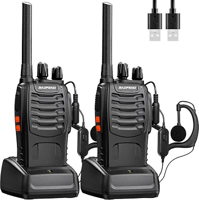 BaoFeng Walkie Talkies 2 Pcs 16 Channel Long Range Rechargeable Intercom Set
