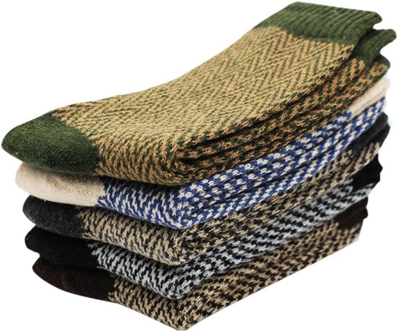 HULKAY Upgrade Pack of 5 Pair Mens Vintage Winter Soft Warm Thick Cold Weather Knit Wool Casual Cozy Crew Socks