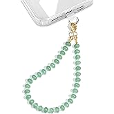Lostars Natural Stone Beaded Phone Wrist Strap for Women – Detachable Chain Wristlet, Durable 304 Stainless Steel Core (Green Aventurine)