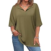 Lueluoye Womens Plus Size Tops Short Sleeve V Neck Tee Blouse Summer Loose Fit Casual Tunic Top XL-5XL