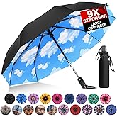 Trenovo Strongest Windproof Travel Umbrella - Pro-Series, Heavy Duty Durable, Automatic Folding, Compact Lightweight Portable, Premium Grip, Fits Car & Backpack