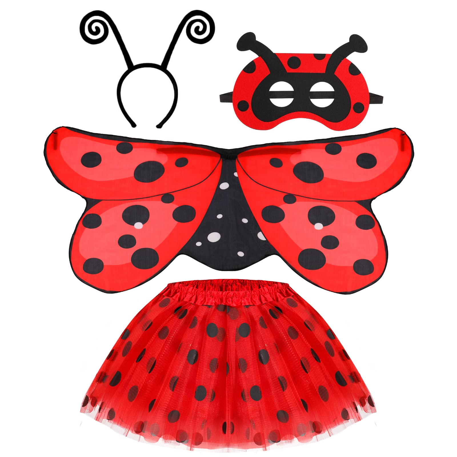 Hifot Ladybird Costume for Kids,Animal Ladybug Fancy Dress up for Girls Tutu Skirt Wings Fairy Costume for Carnival Cosplay Party — image 1