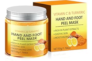 LAIKME Vitamin C & Turmeric Hand and Foot Peel Mask - Moisturizing Hydrating Exfoliating Hand Film Hands Wax Peeling Masks Milk Honey for Dry Rough Cracked Skin Care for Women and Men, 50g / 1.76Oz