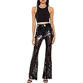 Forever 21 Womens Sequin High-Rise Flare Pants
