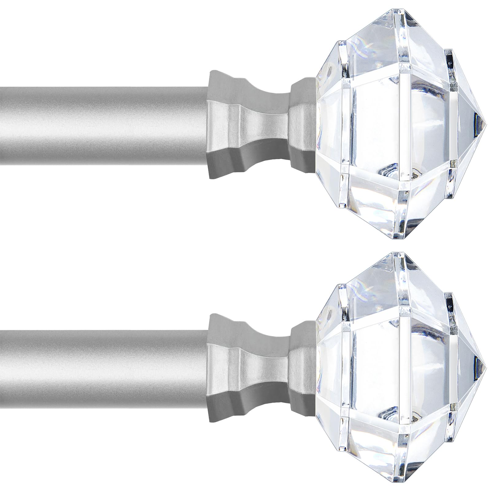 Photo 1 of TONIAL 2 Pack Curtain Rods 32 to 58 Inch, Telescoping Splicing 3/4 Single Rods for Windows Decorative Drapery Rod with Acrylic Diamond Finial, Nickel