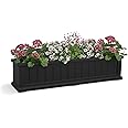 Mayne Cape Cod 4ft Window Box - Black - 48in L x 11in W x 10.8in H - Polyethylene - Built-in Water Reservoir (4841-B)