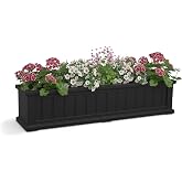 Mayne Cape Cod 4ft Window Box - Black - 48in L x 11in W x 10.8in H - Polyethylene - Built-in Water Reservoir (4841-B)