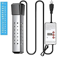 Cadrim 2000W Immersion Water Heater - Constant Temperature Electric Submersible Model With Stainless Steel Guard Cover and Bu