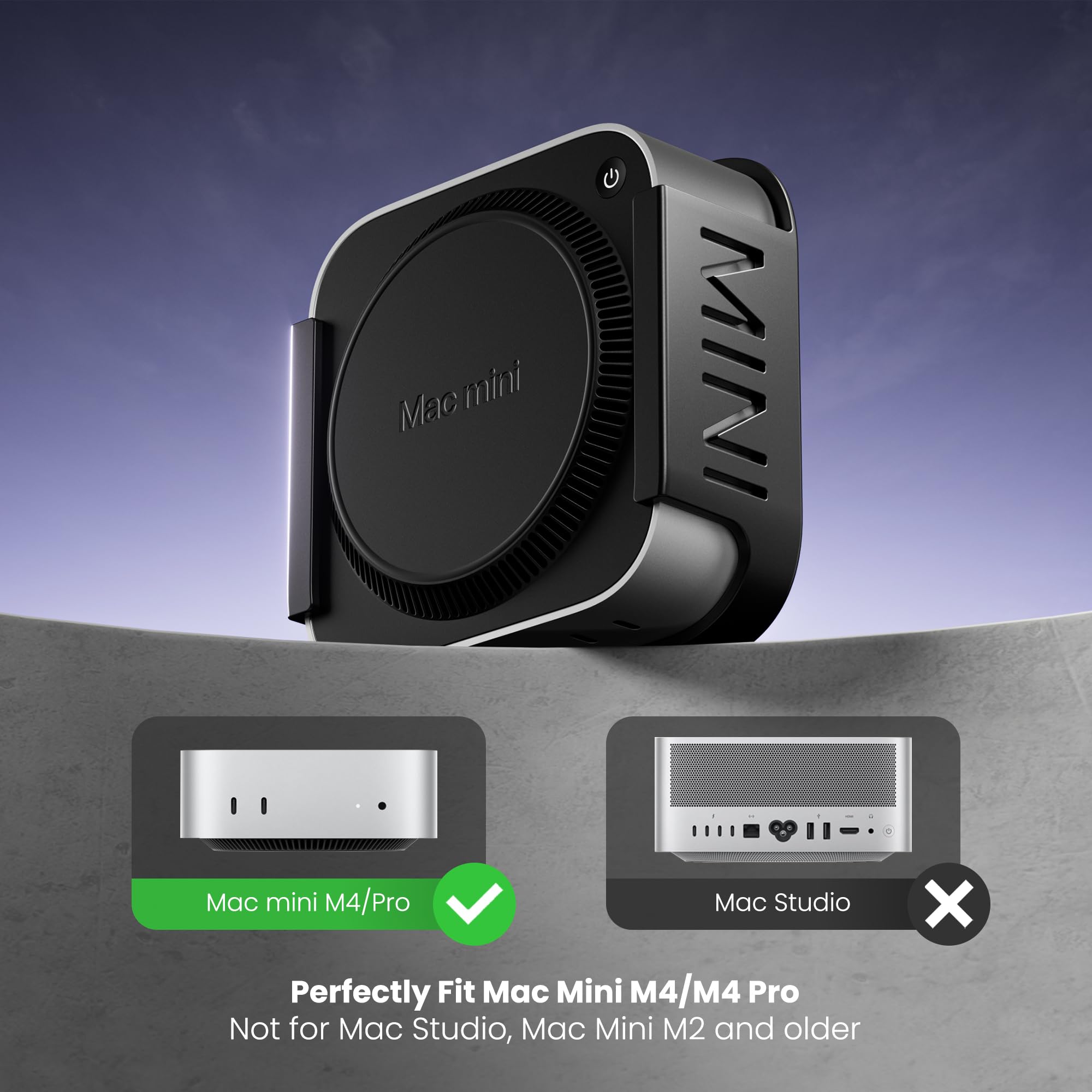 Fasgear ABS Plastik VESA Halterung für Mac-mini M4 /Pro 2024,Halterung Unter Schreibtisch ohne Bohren/Wandhalterung/Monitorhalterung,für Office Home Studio(Schwarz) 2