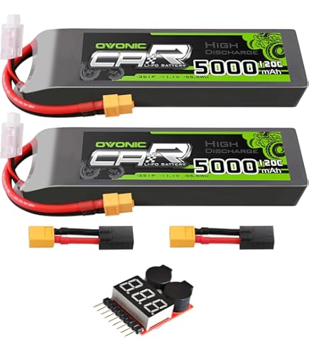 Batería Lipo OVONIC 3S 5200mAh 50C – 11.1V Con Conector Deans, 2 Unidades Para Coches Y Aviones RC