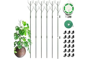 Fetanten Monstera Plant Support, 43 Inch Plant Support Stakes Moss Pole for Indoor Plants with Orchid Clips Twist Ties and Plant Strap, Perfect Plant Stakes for Climbing Plant (6 Pack)