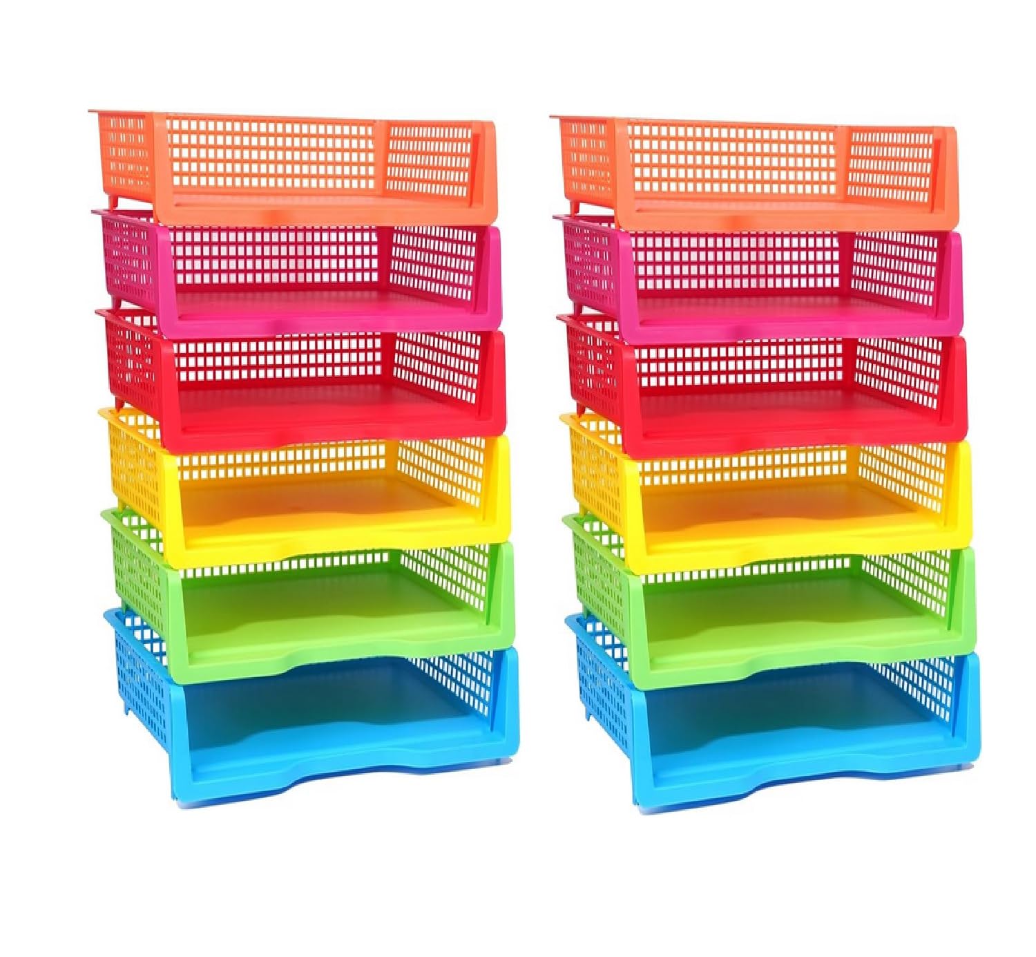 Photo 1 of 12 Pack Classroom Paper Storage Plastic Organizer Rainbow Turn in Trays Colorful Storage Baskets for Classroom Office Organizer Library
