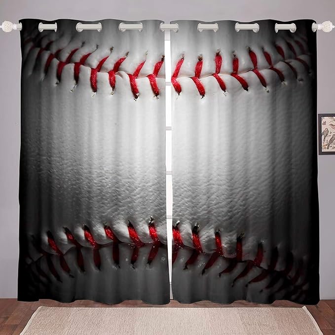 Feelyou 3D Baseball Curtain for Kids Boys Teens Sports