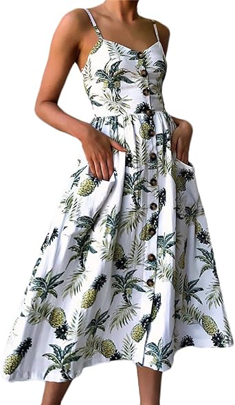Vestiti Donna Estivi Eleganti Chic Unique Linea Ad A Stampa Fiore Vestito Senza Maniche Backless Casual Hippie Bohemian Spiaggia Abiti Da Giorno Abito Con Tasca Amazon It Abbigliamento