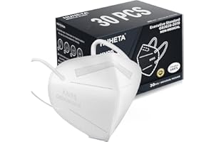 HUHETA KN95 Face Masks, 30 Packs Individually Wrapped, 5-Ply Breathable & Comfortable Safety Mask, Filter Efficiency=95%, Protective Cup Dust Masks Against PM2.5 (White Mask)
