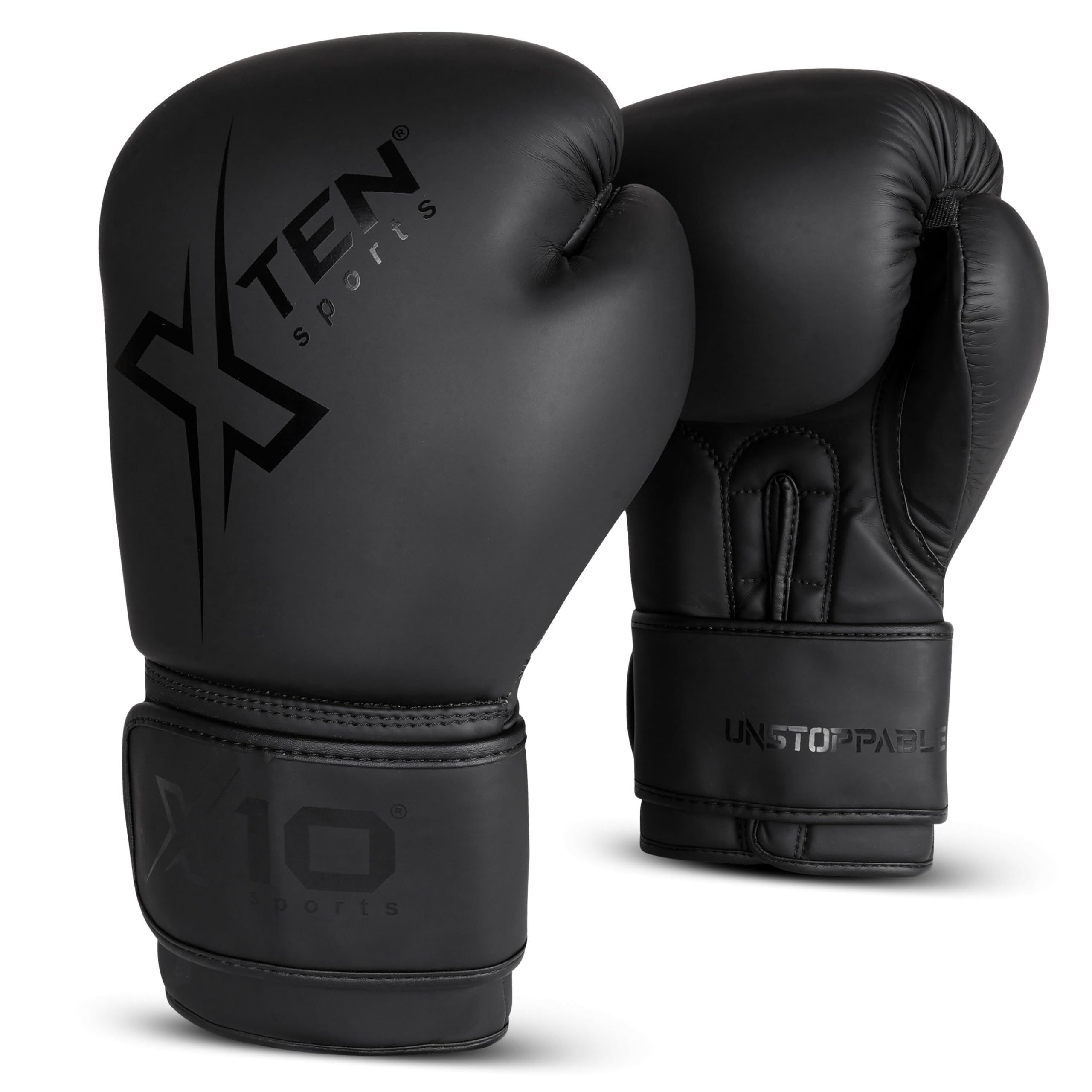 XTEN Boxing Gloves Perfect Sparring boost boxing training | Boxing bag train with Pro gym gloves ventilated boxing gloves pair to punch on punch bag (Matte Black, 14 Oz)